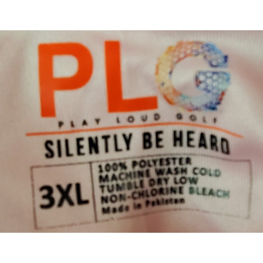 PLG Play Loud Golf Polo Shirt 3XL Poly Color Block Grqphic Pink/Violet/Berry - Picture 8 of 8